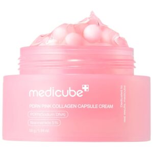 medicube crema cápsula con salmón adn pdrn colágeno rosa | crema hidratante ligera con pdrn, niacinamida para tono y textura desigual de la piel, hidratación brillante