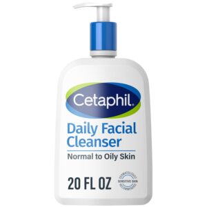 de cetaphil, limpiador facial diario para pieles sensibles, combinación con piel grasa, 20 onzas, espuma suave, sin jabón, hipoalergénico