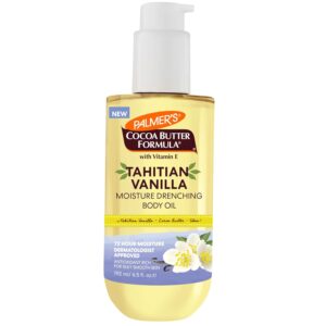 Personal Shopper palmer's aceite corporal con fórmula de manteca de cacao, vainilla tahitiana hidratante intensa, 6.5 oz, hidratación de 72 horas con manteca de karité y vitamina e para una piel más suave, protege