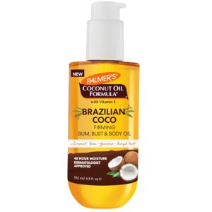 Personal Shopper palmer's fórmula de aceite de coco brasileño coco aceite corporal reafirmante con vitamina e, 6.5 onzas líquidas, ayuda a tensar y reafirmar la piel del trasero, busto y vientre, proporciona humedad