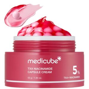 medicube crema cápsula con txa + niacinamida | hidratante de doble resplandor ideal para uso después del cuidado de manchas, tono de piel desigual, textura e hidratación | 99% ácido tranexámico puro