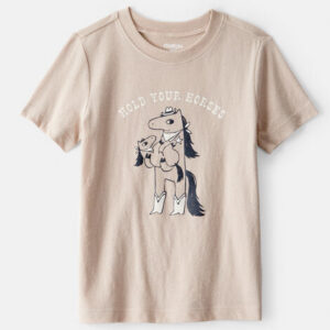 carters camiseta de manga corta con estampado de unicornio para niña pequeña rosa