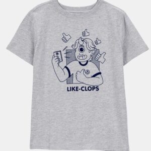carters camiseta de manga corta con estampado "like clops" para niño gris