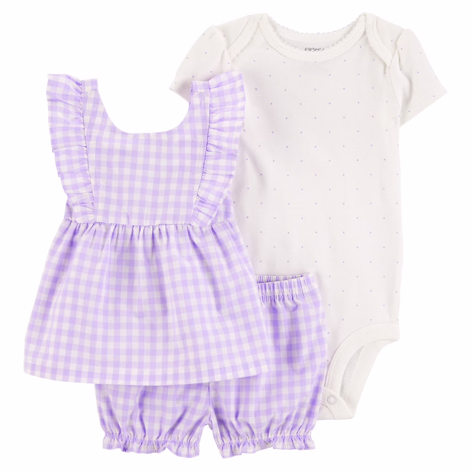carter´s conjunto de cuadros morado 3 piezas