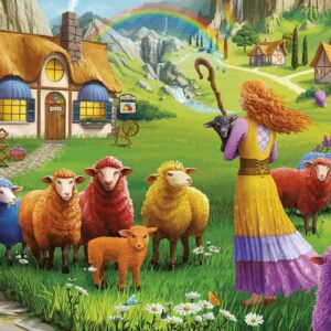 wonder forge happy sheep yarn shop rompecabezas de 1000 piezas para adultos | piezas únicas y perfectamente ajustadas | imágenes divertidas y vibrantes